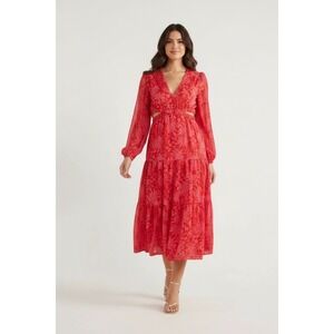 Sofia Jeans Womens Maxi Dress Size M Floral Cutout Long Sleeve Boho Flowy
